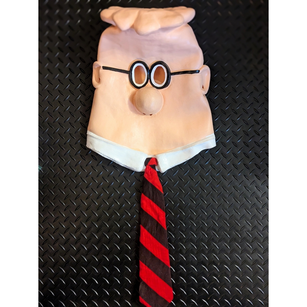 VINTAGE Dilbert Costume Mask with Red and Black Tie